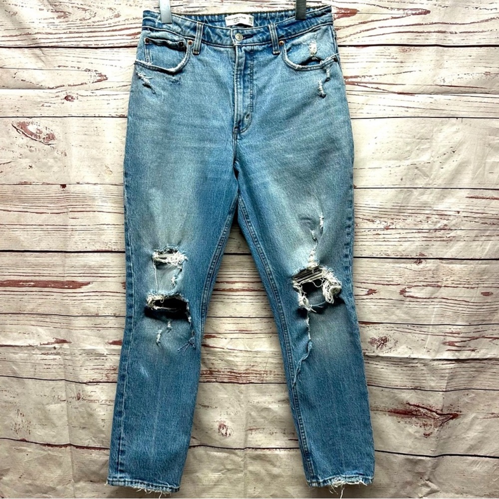 Abercrombie & Fitch The Skinny High Rise Distressed Denim Jeans Size 30